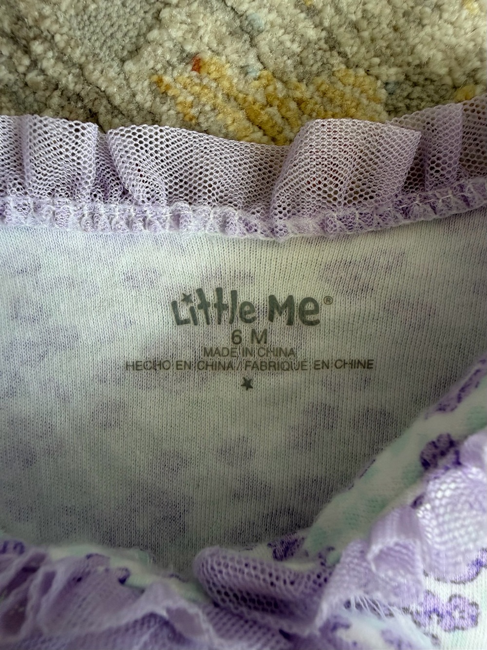 Little Me Baby Girls 6M Purple Floral Ruffle Footed Sleeper - Picture 3 of 7